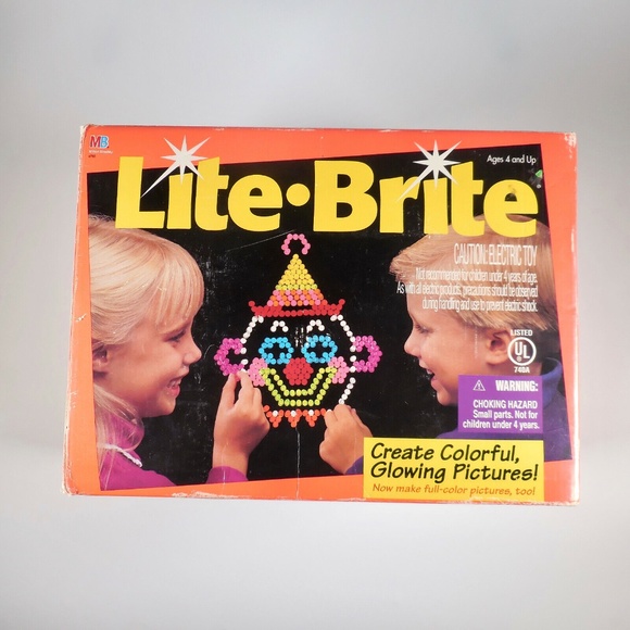 VTG 90s Lite Brite Toy Milton Bradley Original Box + Xtra Disney Refill Patterns - Picture 1 of 12